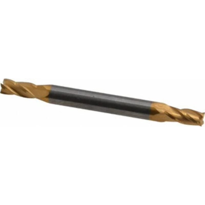 KYOCERA SGS 5/32, 5/16 LOC, 3/16 Shank Diam, 2 OAL, 4 Flute, Solid Carbide Square End Mill Double End, TiN Finish, Sp...